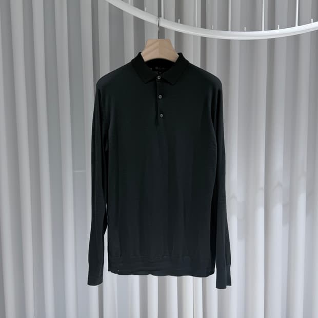 (A+/52) / 로로피아나 폴로 버진 울 블랙 포레스트 니트