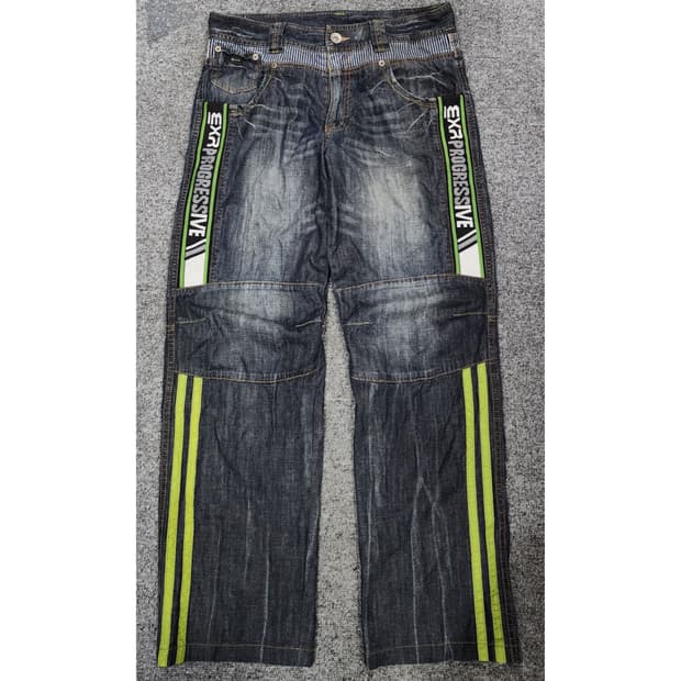 EXR 빈티지 00s 프로그레시브 스포티 데님팬츠 청바지 L