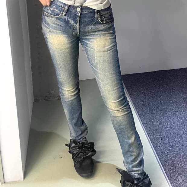 히스테릭 글래머 워시드 데님 팬츠