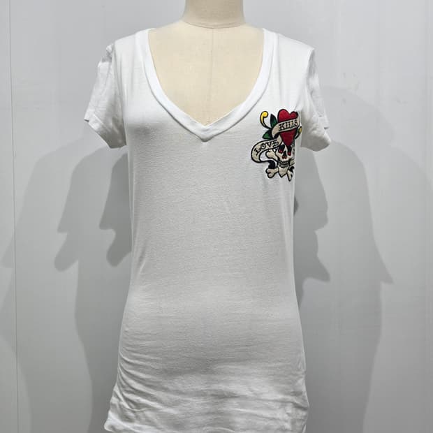 에드하디 Love Kills V넥 반팔 티셔츠 화이트