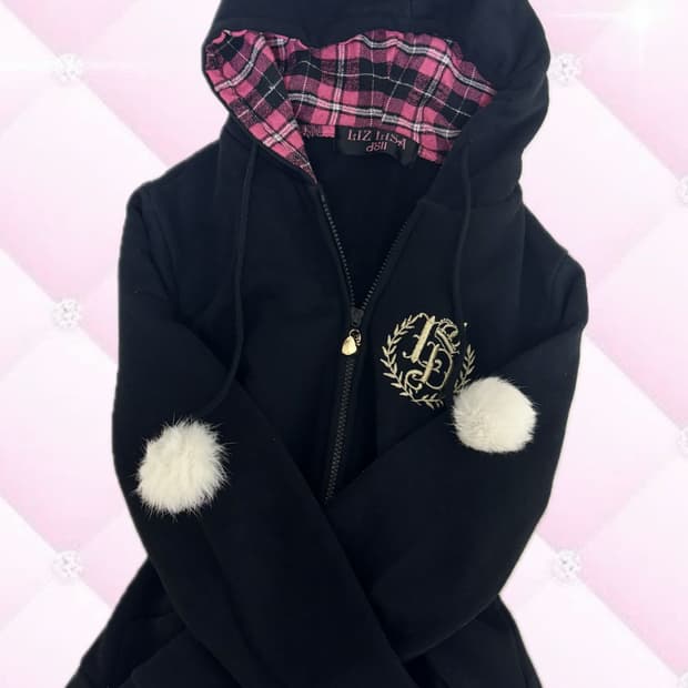 리즈리사돌 우사미미 폼폼 프린팅 후드집업 대장 펑크 오네갸루