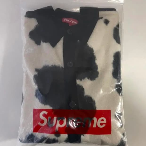 [L] 21FW 슈프림 카우 프린트 가디건 블랙