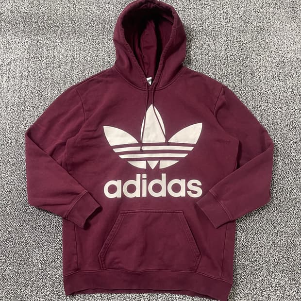 빈티지9. 아디다스 버건디 후드티 후디 빅로고 트레포일 기모 스웻