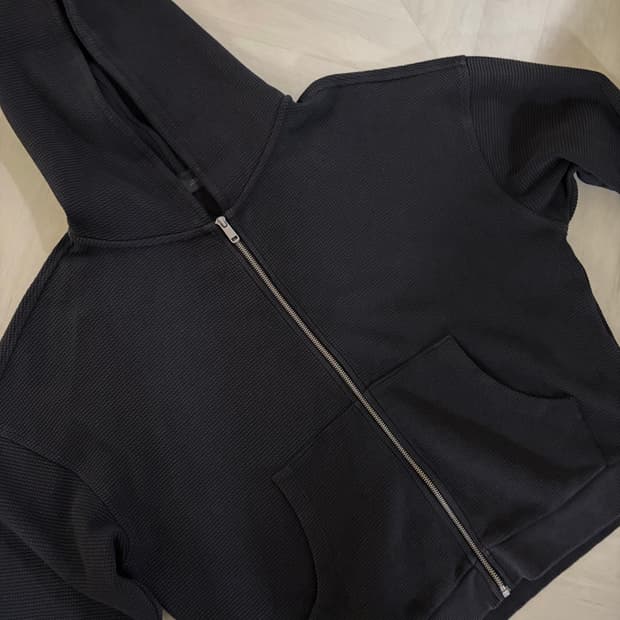 자라 워싱 와플 후드집업