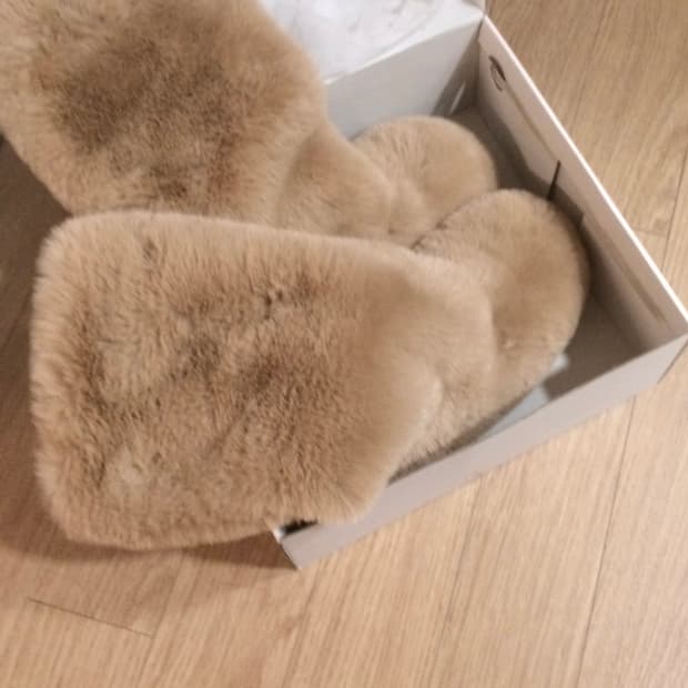 베이지 퍼부츠 통굽 롱부츠 털부츠 라떼갸루 히메갸루