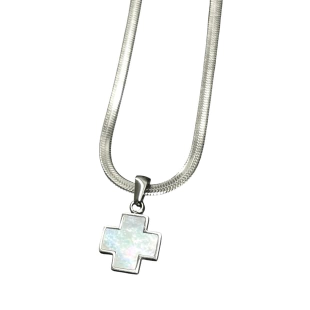 MOTHER OF PEARL CROSS NECKLACE