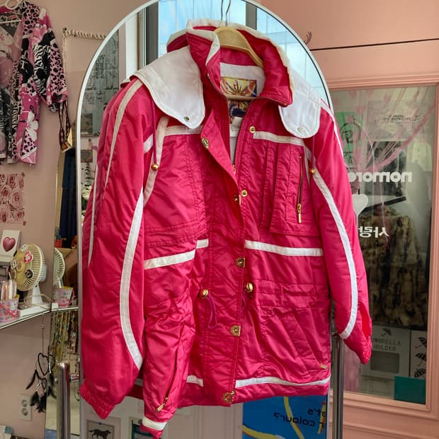 빈티지 핫핑크 스키 점퍼