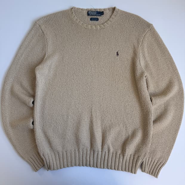 Polo  폴로 랄프로렌 베이지 브라운 포니 코튼 라운드 니트 