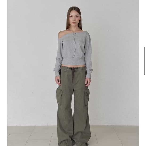 오데스 ASYMMETRIC DRAW SWEAT SHIRTS - GREY