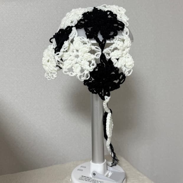 체커보드 플라워 헤어커치프(두건)