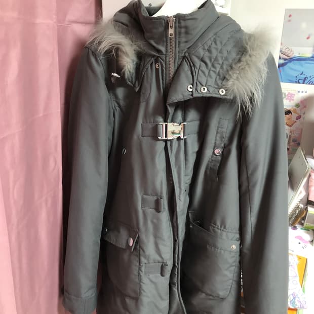 빈티지 y2k 아우터 야상 퍼 버클