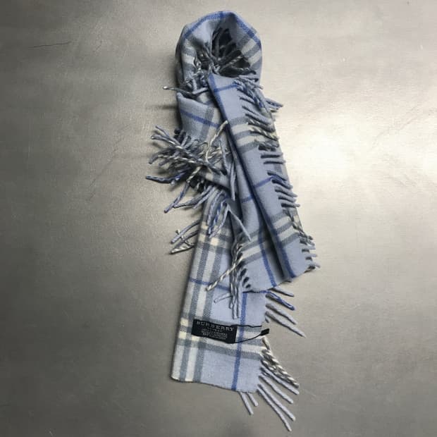 버버리 정품 캐시미어 머플러 스카이블루