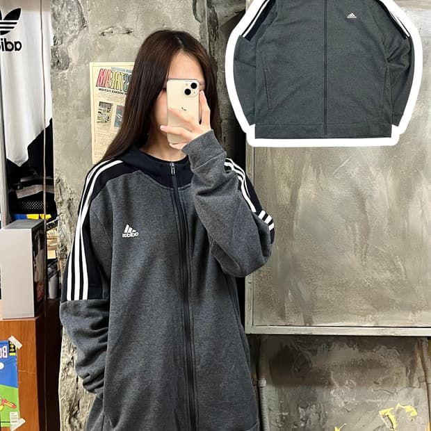 아디다스 후드집업 차콜 XL #csz879