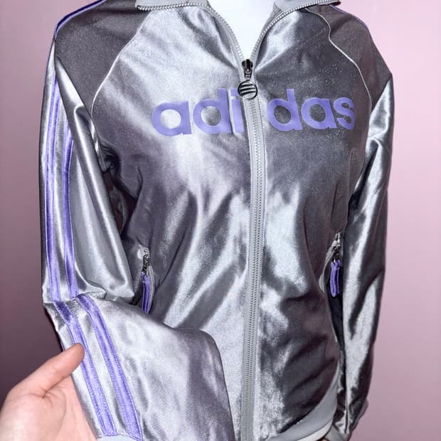 아디다스 져지 올드스쿨 실버 퍼플 트랙탑 저지 자켓 키치 보라