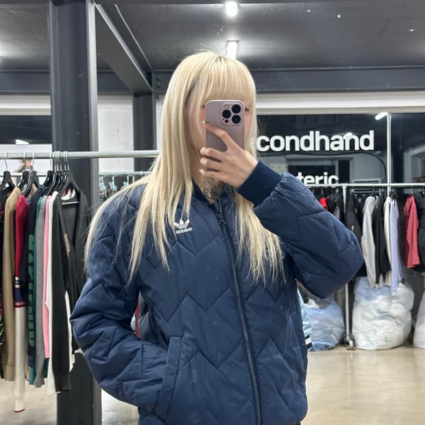 아디다스 네이비 퀄팅 자켓