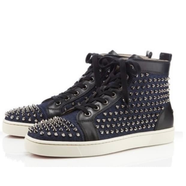 CHRISTIAN LOUBOUTIN 루부탱 데님 스터드 하이탑