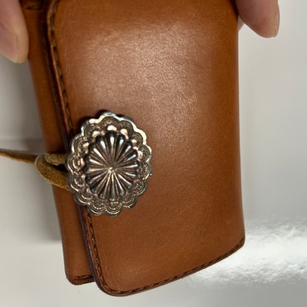 고로스 goros 레인보우 플라워콘초 브라운 새들레더 카드 지갑