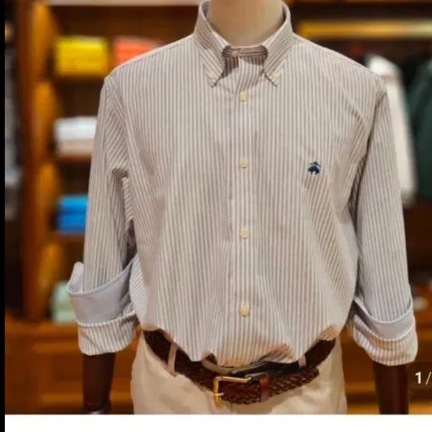 브룩스브라더스 논아이론 스트라이프 옥스포드셔츠 레귤러핏 L