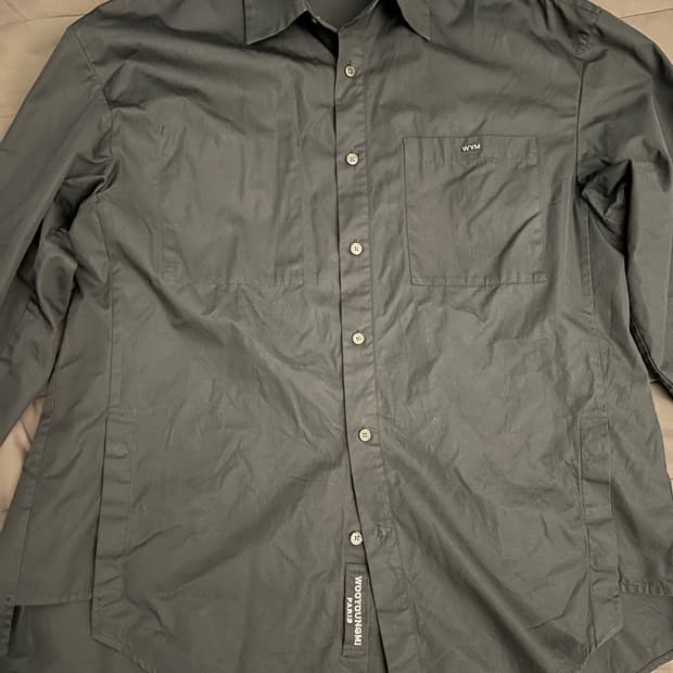 우영미 코튼 백로고 셔츠 블랙 50