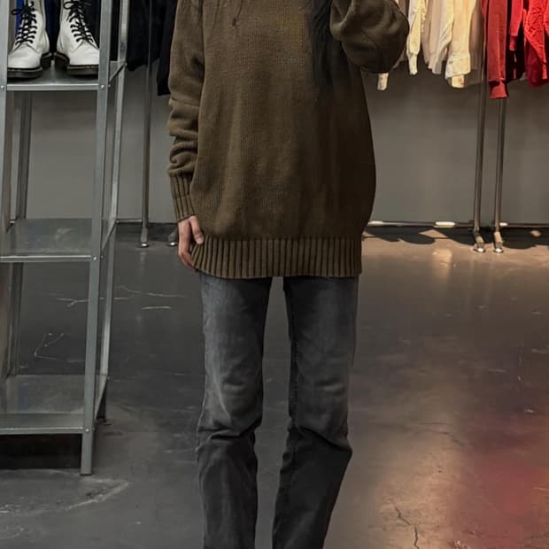 폴로랄프로렌 버건디포니 라운드넥 베이직 니트 A3689