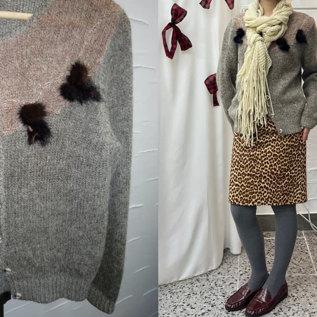 Fur accented cardigan