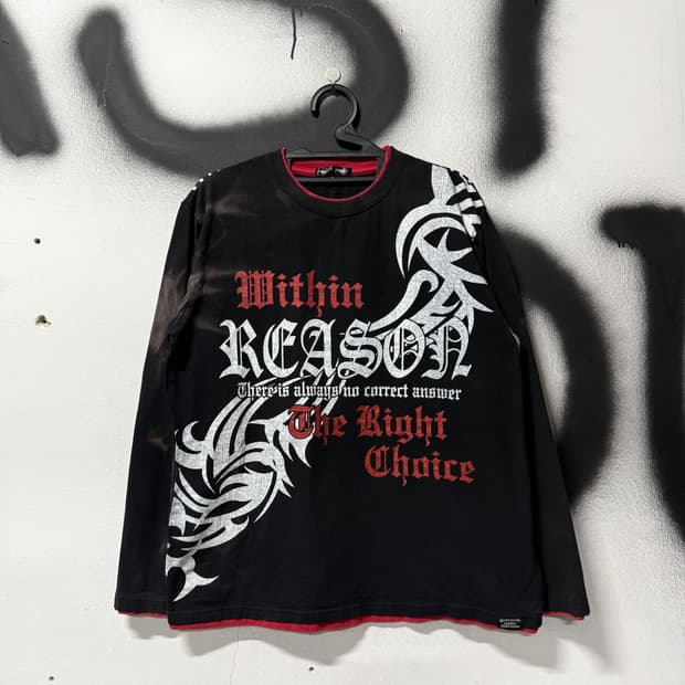 Bullet noise 오리엔탈 락 고스 펑크 레이어드 롱슬리브 티셔츠