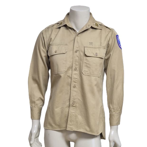 육군 구형 십자성부대 경리 정복 전투복 상의 카키 긴팔 셔츠 (S)