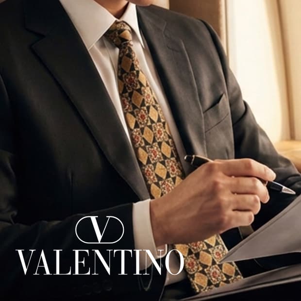 발렌티노 브라운 플라워 패턴 넥타이 9.5cm S~A+등급 K2518