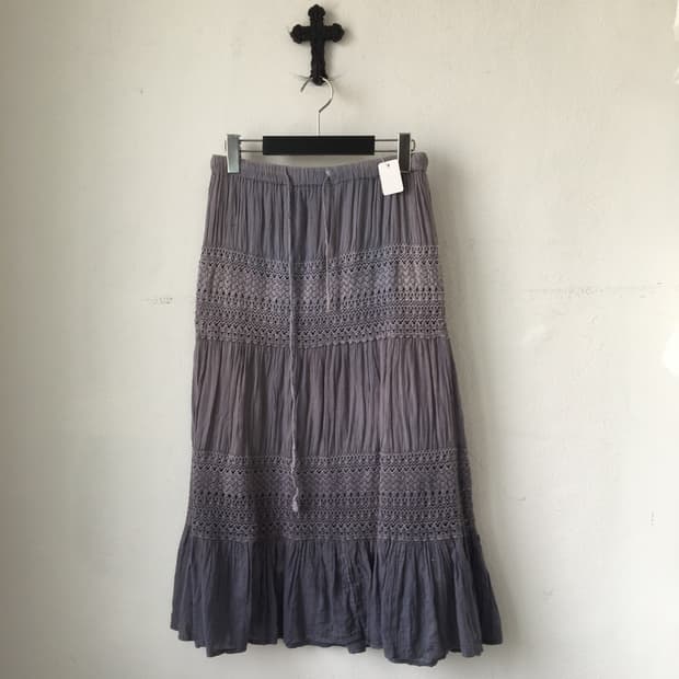 Crochet layer dyed long skirt