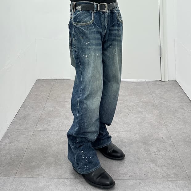 Kelen Paint-Splatter Flared Denim with L