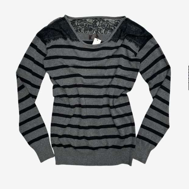 lace york grey stripe knit