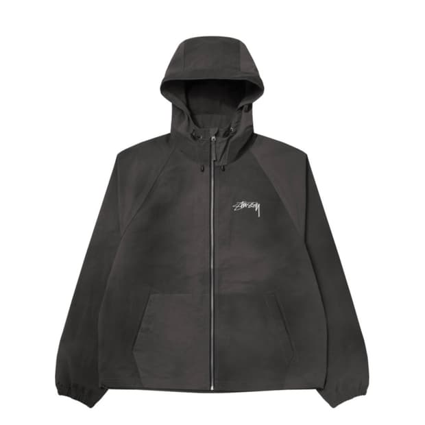 M) 스투시 웨이브 다이 비치 쉘 자켓 블랙 바람막이 후드 집업
