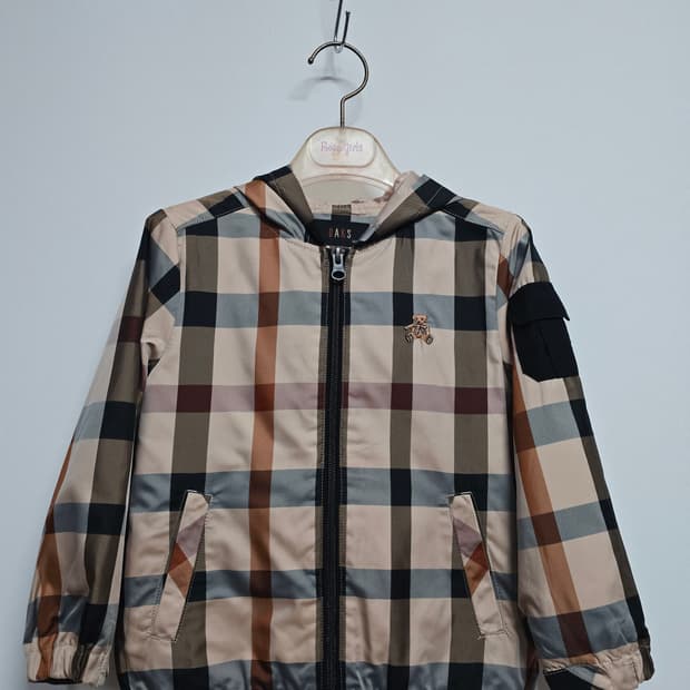 닥스 키즈 체크 후드 바람막이