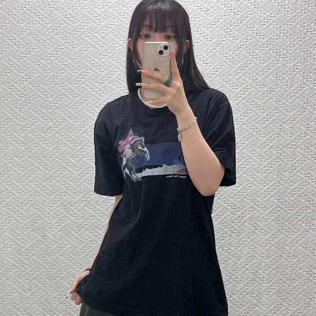 빈티지 캐주얼 스트릿 펑크 키치 프린팅 반팔티 L C12851