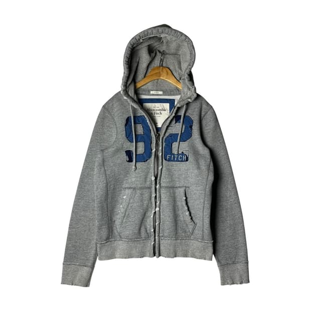 [A&F] 아버크롬비 레터링 자수 커팅디테일 후드집업