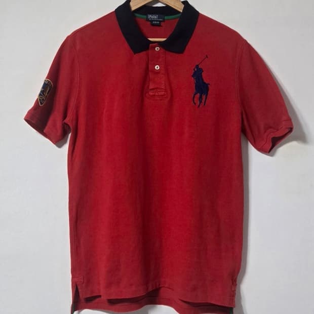 정품 폴로랄프로렌 레드 빅포니 카라 반팔셔츠 XL