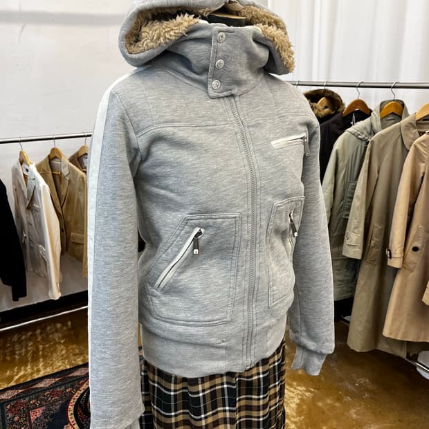 디젤 시어링 후드 집업 블루종