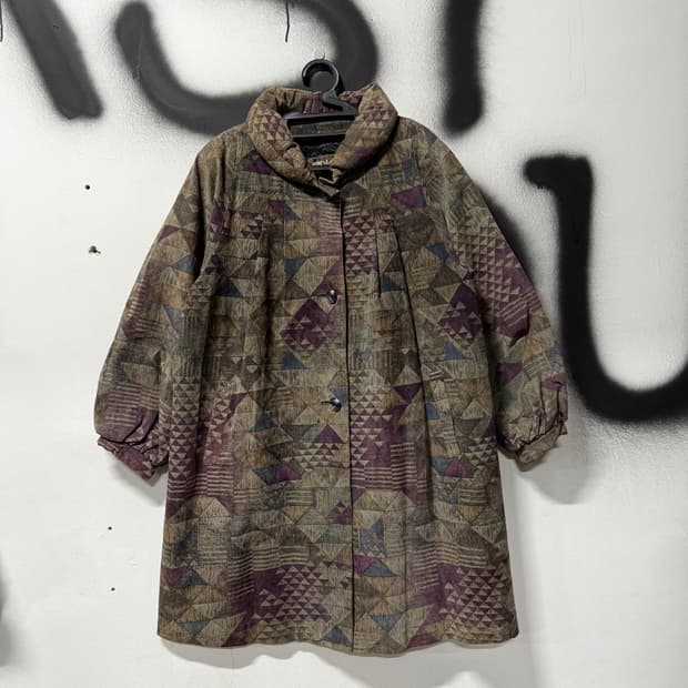 VTG 빈티지 돈피 피그 스킨 에스닉 풀 가죽 롱 코트