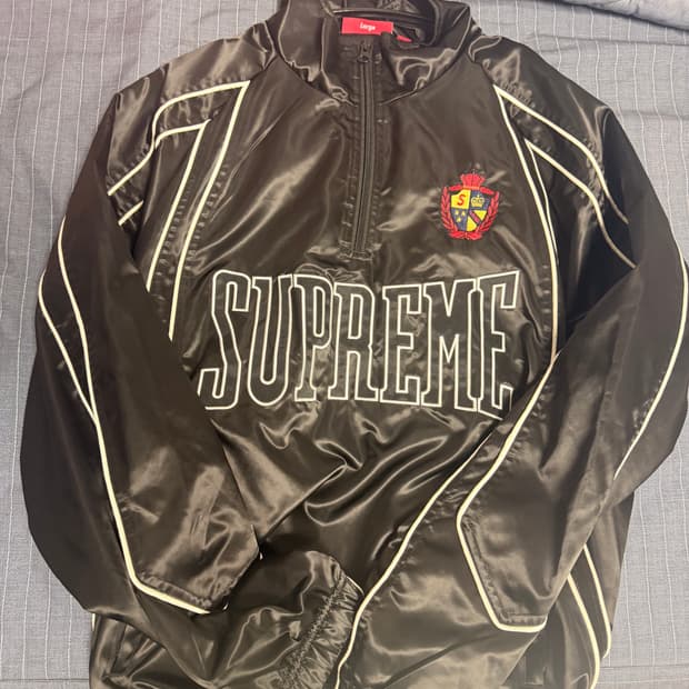 슈프림 사틴 파이핑 풀오버 블랙