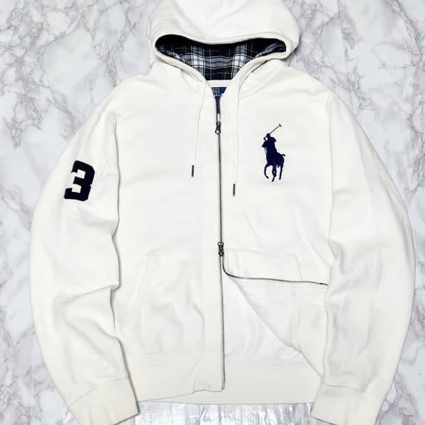XL 폴로 랄프로렌 빅포니 화이트 후드집업 자켓