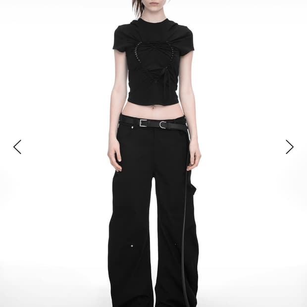 나체 nache RAWCUT CURVED PANTS 블랙