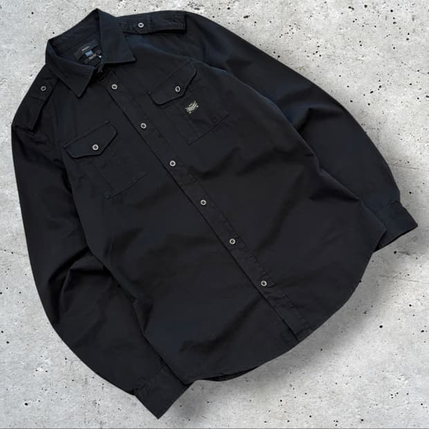 [L] 디젤 블랙 슬림핏 투포켓 셔츠 D810