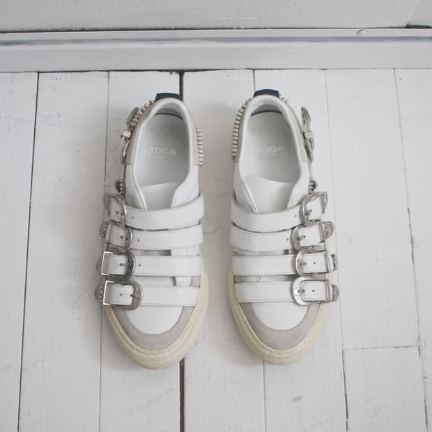 toga western buckle leather sneakers