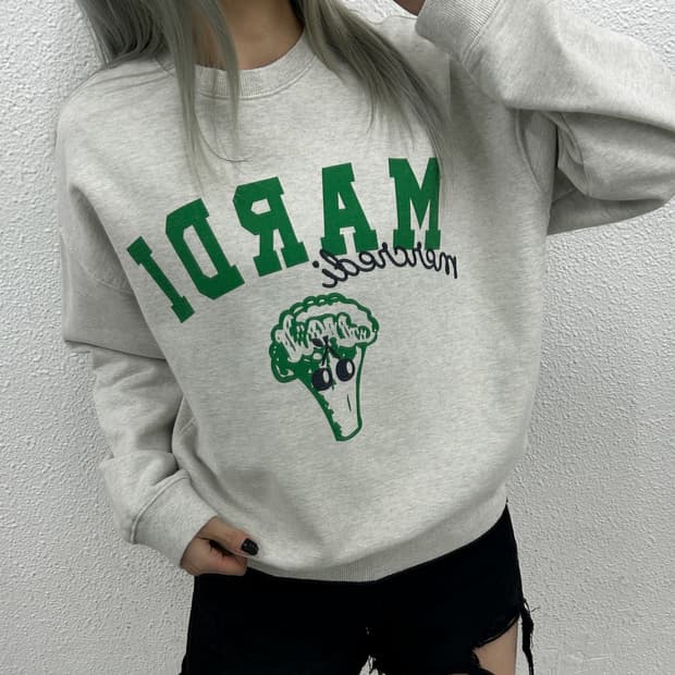 마르디 메르크디 그린 센터로고 백멜란지 맨투맨