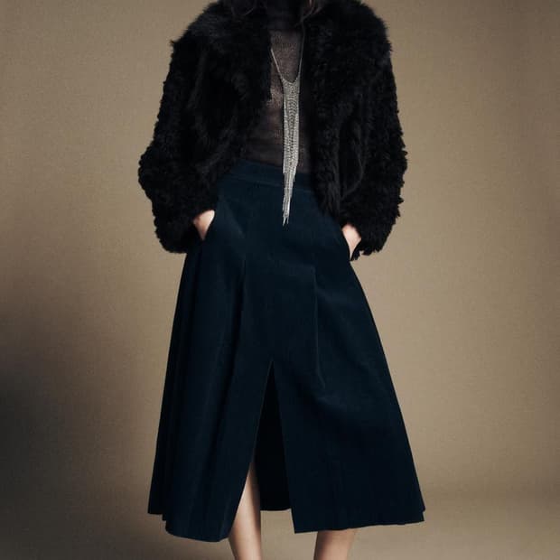 자라 코듀로이 미디 스커트 새상품