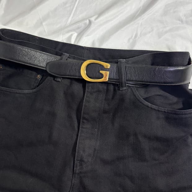 Gucci G로고 버클 레더 벨트
