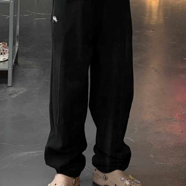 스투시 스탁 로고 블랙 스웨트 팬츠 A3469