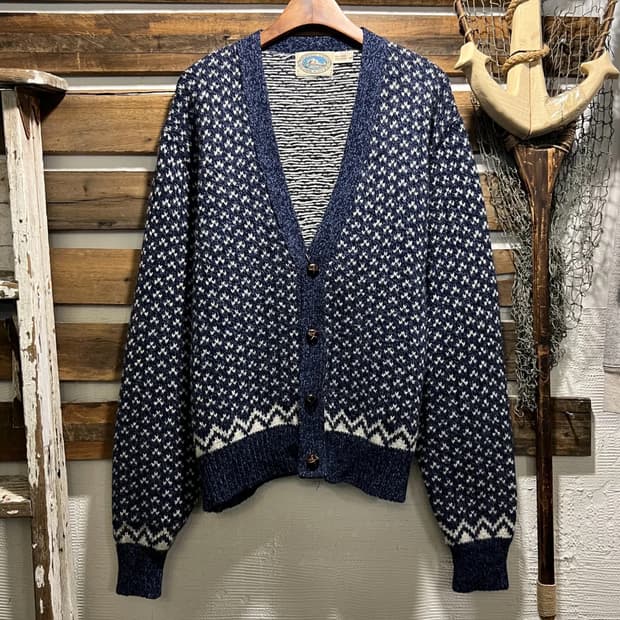 [L]90's Made in USA 버드아이 패턴 울 가디건