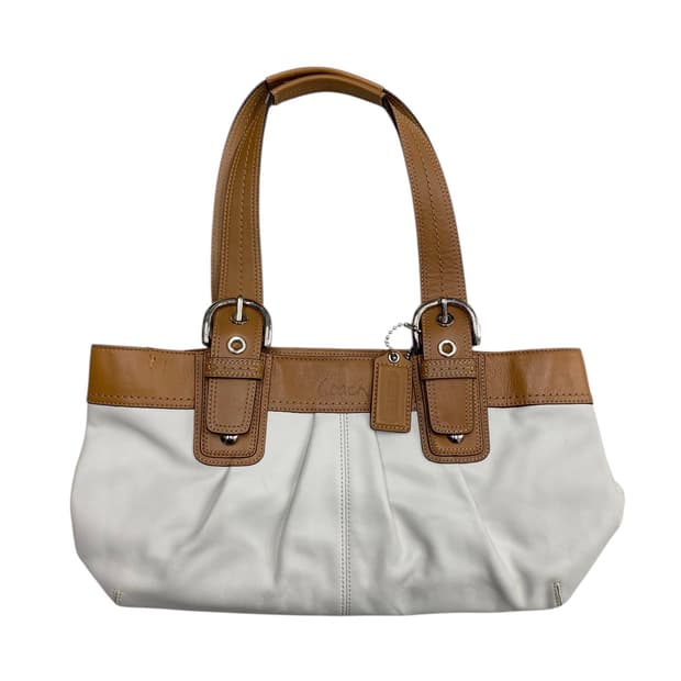 코치 y2k 화이트 레더백