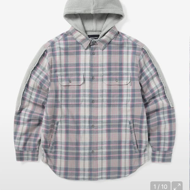 디스이즈네버댓 체크 후드 셔츠